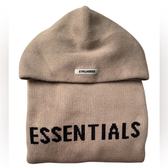 Taupe Essentials Fear of God Knit Pullover Hoodie - Picture 4 of 5